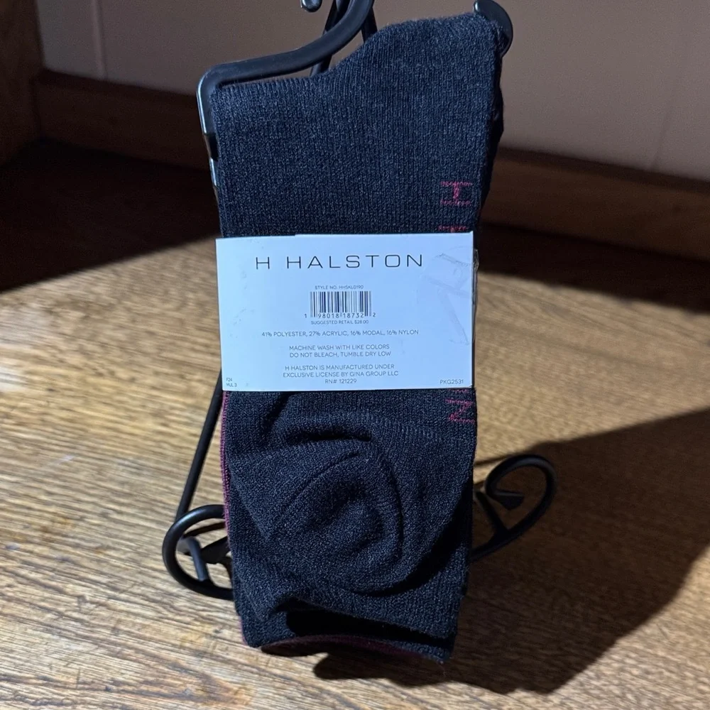 H by Halston Black and Purple Crew Socks Set